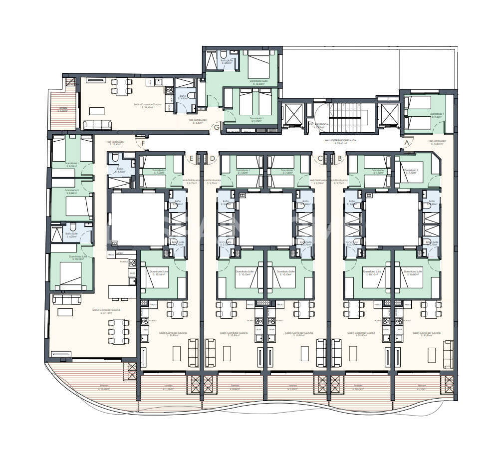 Penthäuser in Torrevieja, Alicante, Spanien 2 Schlafzimmer, 53 m2 Nr. 121209