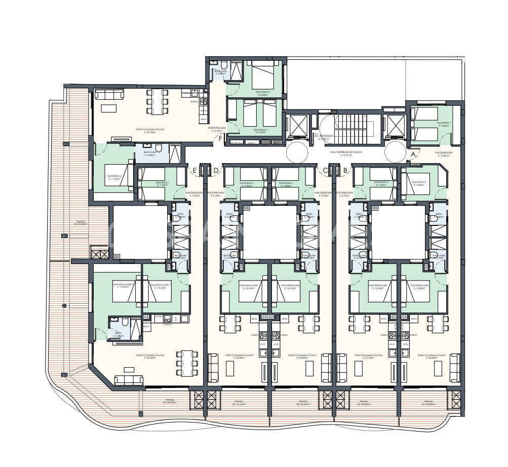 Penthäuser in Torrevieja, Alicante, Spanien 2 Schlafzimmer, 53 m2 Nr. 121209