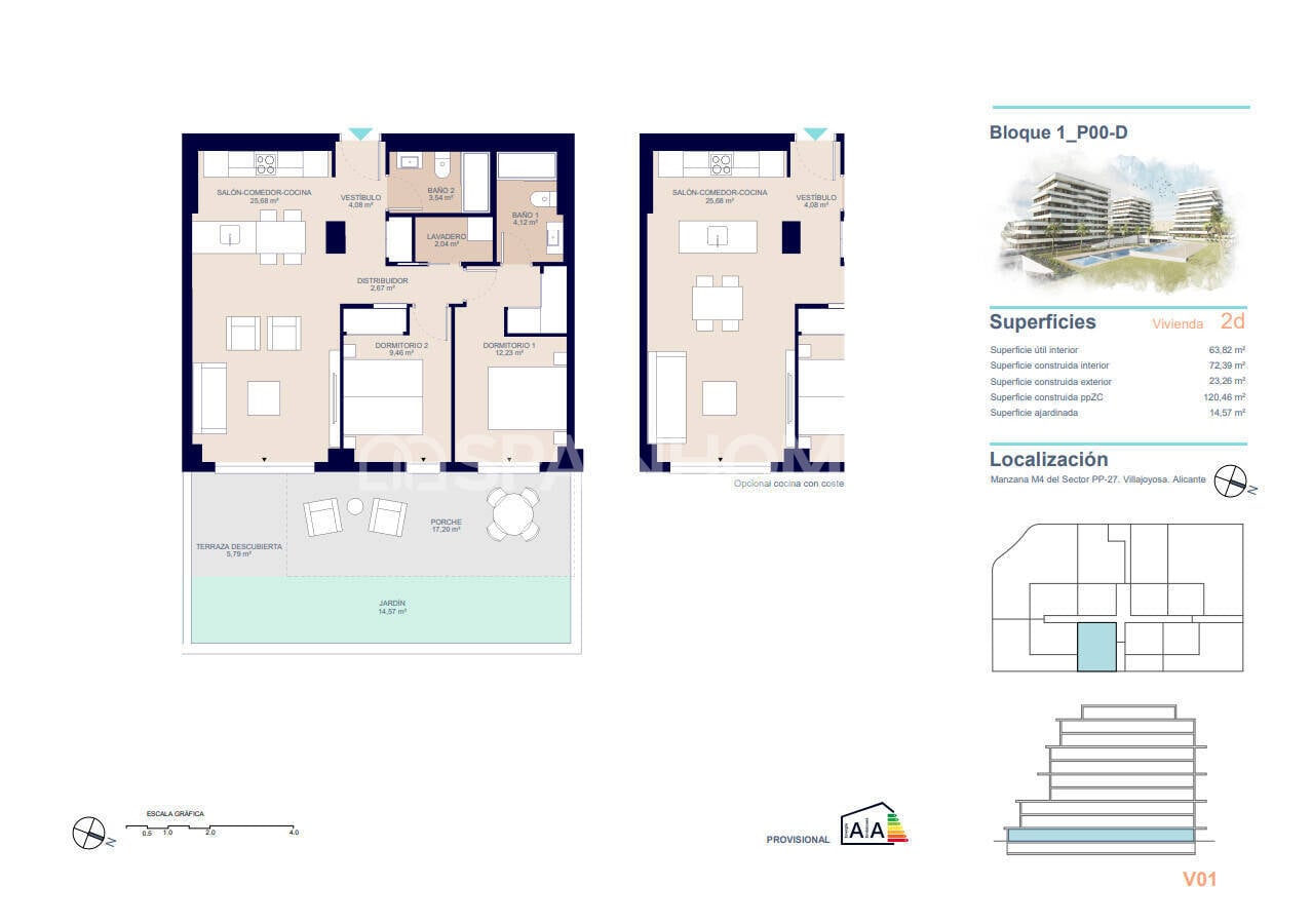 Apartament w Villajoyosa, Alicante, Hiszpania 3 sypialnie, 111 mkw. nr 121001