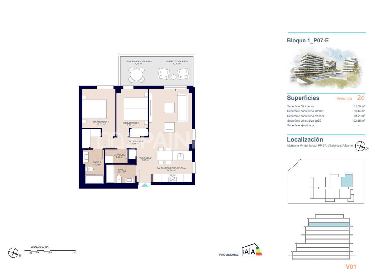 Apartament w Villajoyosa, Alicante, Hiszpania 3 sypialnie, 111 mkw. nr 121001