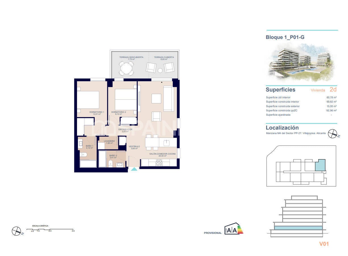 Apartament w Villajoyosa, Alicante, Hiszpania 3 sypialnie, 111 mkw. nr 121001