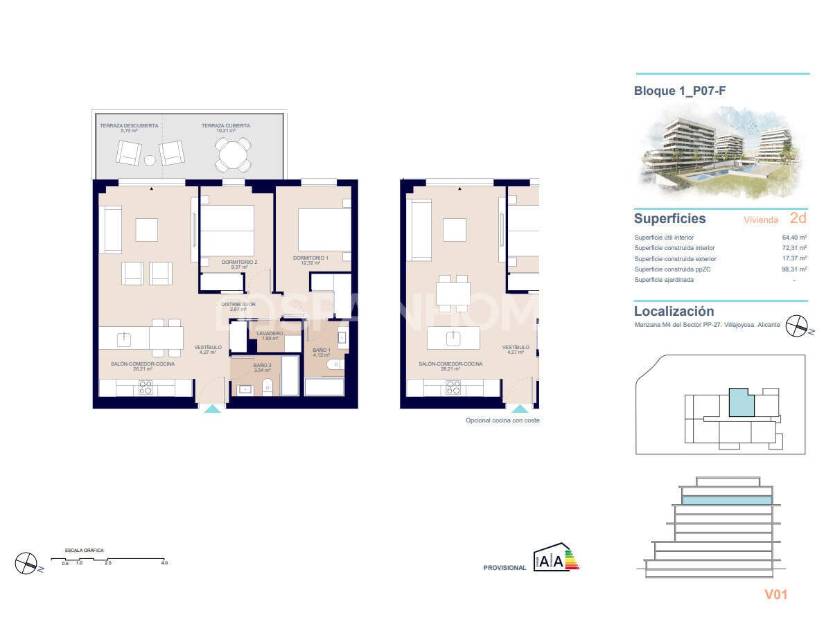 Apartament w Villajoyosa, Alicante, Hiszpania 3 sypialnie, 111 mkw. nr 121001