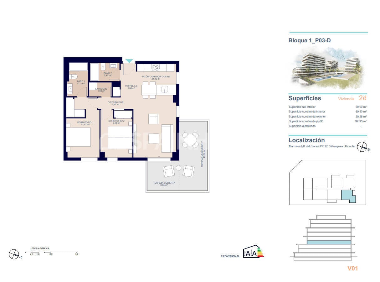 Apartament w Villajoyosa, Alicante, Hiszpania 3 sypialnie, 111 mkw. nr 121001