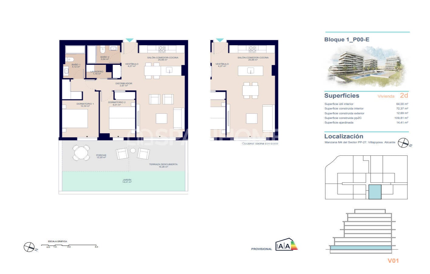Apartament w Villajoyosa, Alicante, Hiszpania 3 sypialnie, 111 mkw. nr 121001