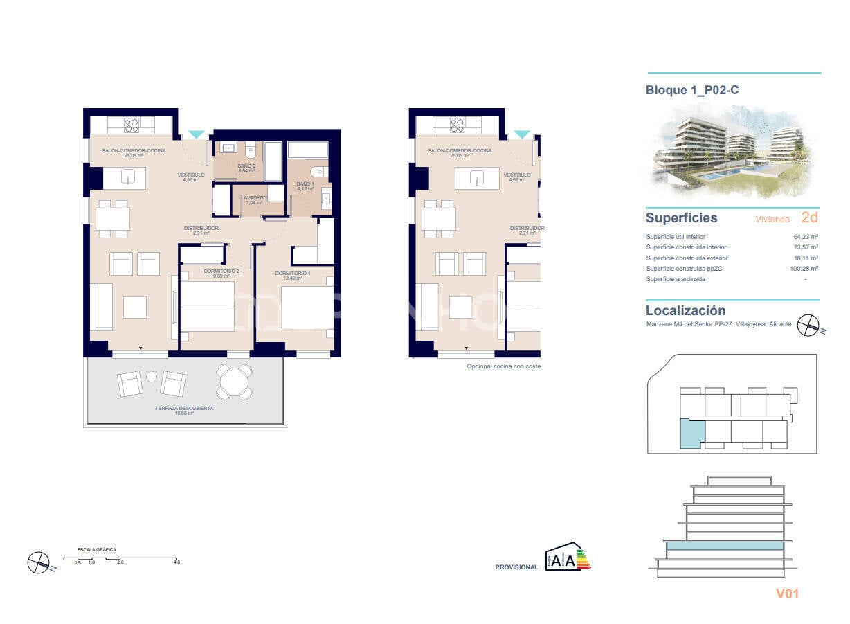 Apartament w Villajoyosa, Alicante, Hiszpania 3 sypialnie, 111 mkw. nr 121001