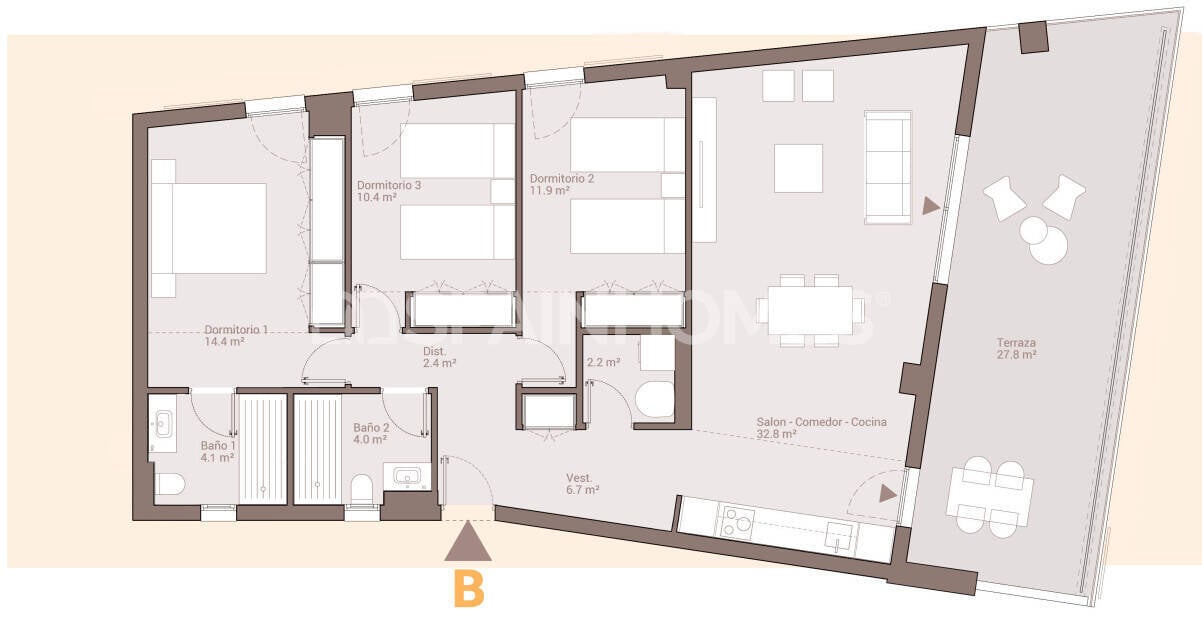 Kattohuoneisto Marbella, Malaga, Espanja 3 makuuhuonetta, 97 m2 No. 122036