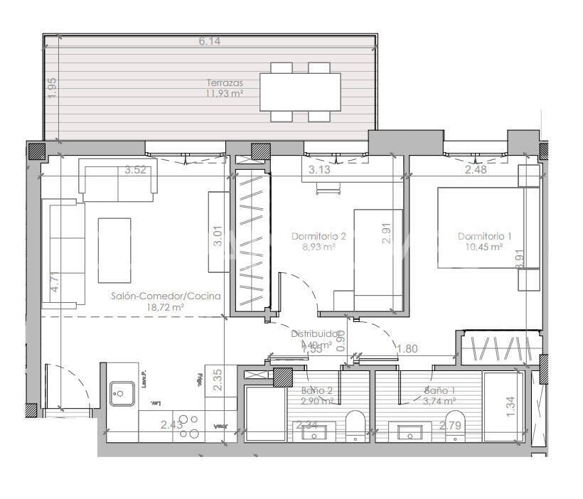 Wohnung in Mijas, Malaga, Spanien 3 Schlafzimmer, 79 m2 Nr. 124679