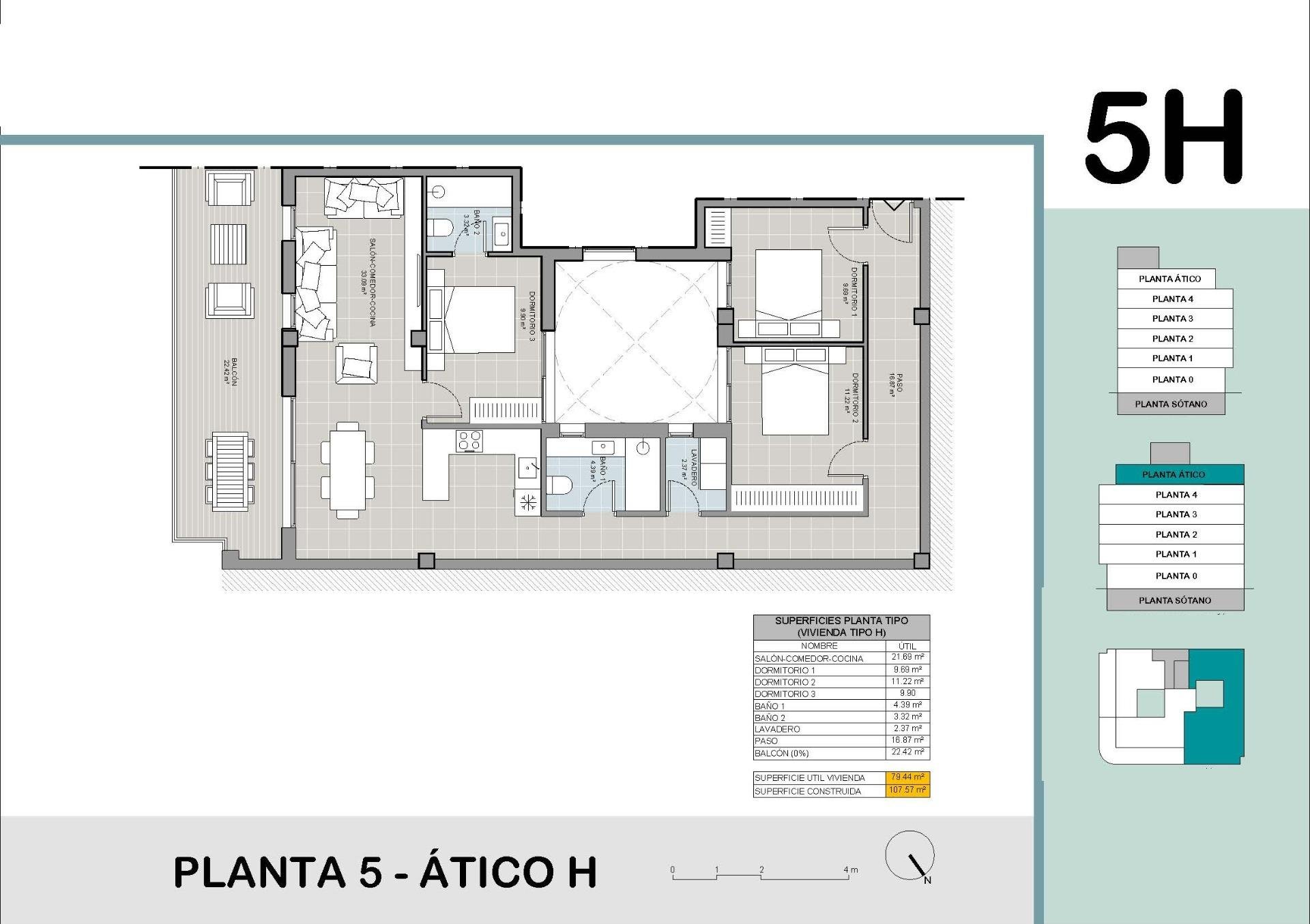 Penthauss Torrevieja, Alicante, Spānijā 3 istabas, 107 m2 Nr. 131428