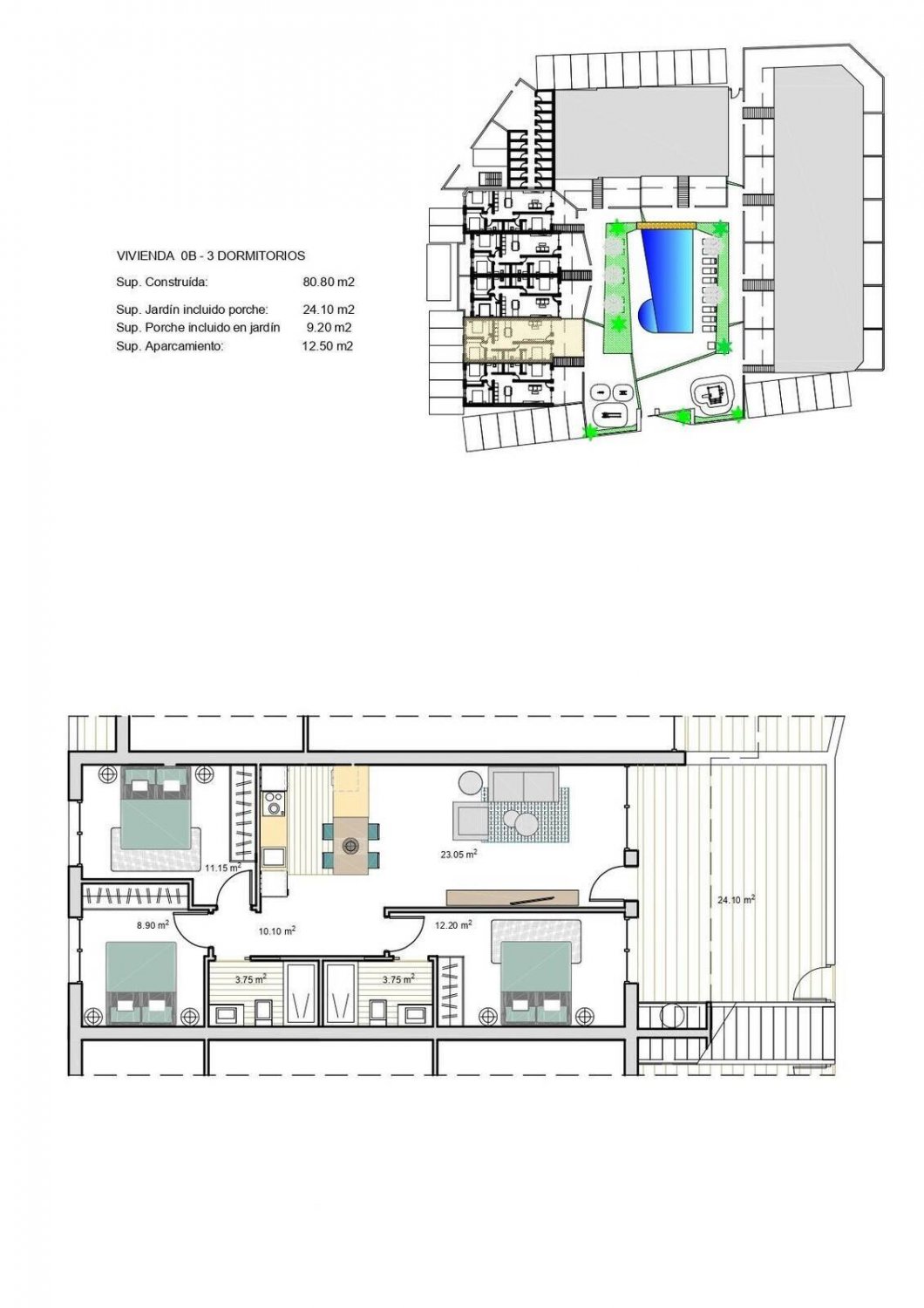 Квартира в Торре-Пачеко, Мурсия, Испания 3 спальни, 80м2 №121134