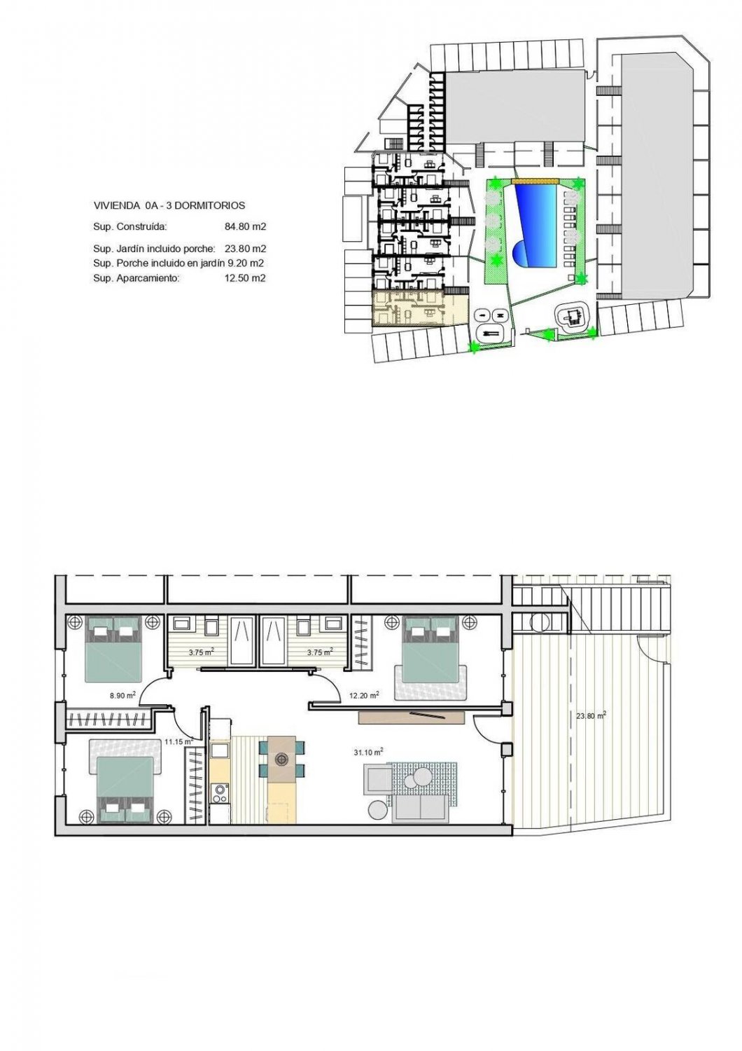 Penthauss Torre-Pacheco, Murcia, Spānijā 2 istabas, 67 m2 Nr. 121133