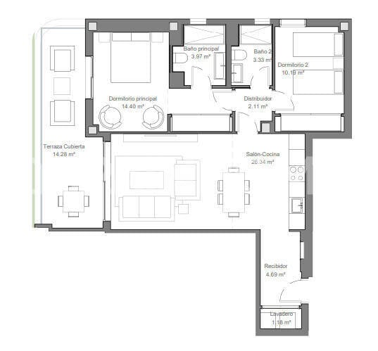 Apartment in Torremolinos, Malaga, Spain 2 bedrooms, 86 sq.m. No. 124666
