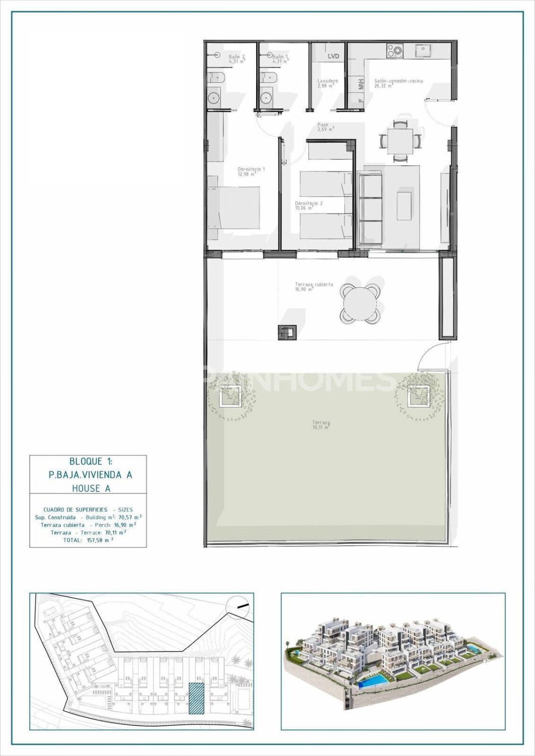 Dzīvoklis Cuevas del Almanzora, Almeria, Spānijā 2 istabas, 70 m2 Nr. 121861