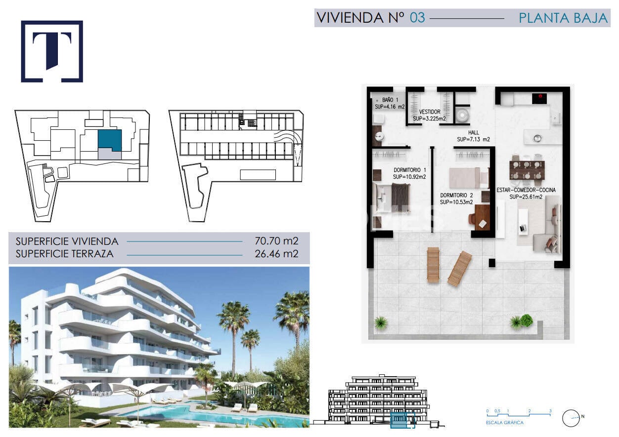 Apartament w Pilar de la Horadada, Alicante, Hiszpania 2 sypialnie, 70 mkw. nr 131147