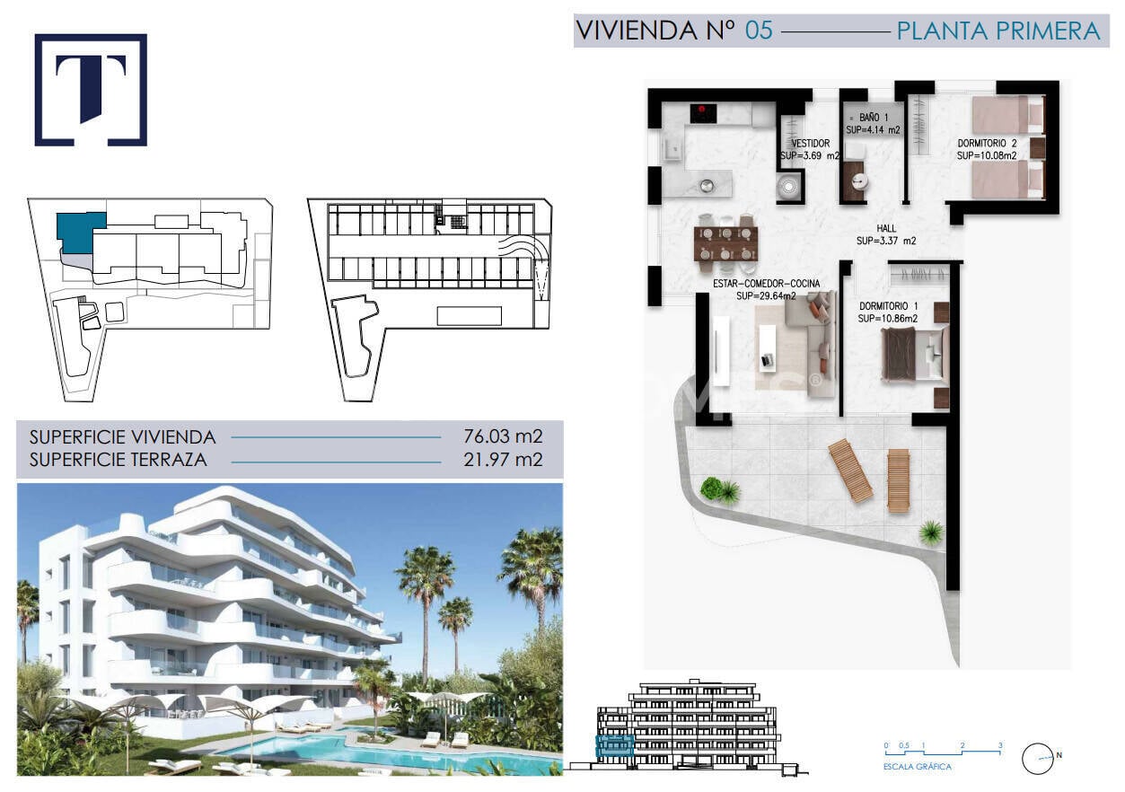 Apartament w Pilar de la Horadada, Alicante, Hiszpania 2 sypialnie, 70 mkw. nr 131147