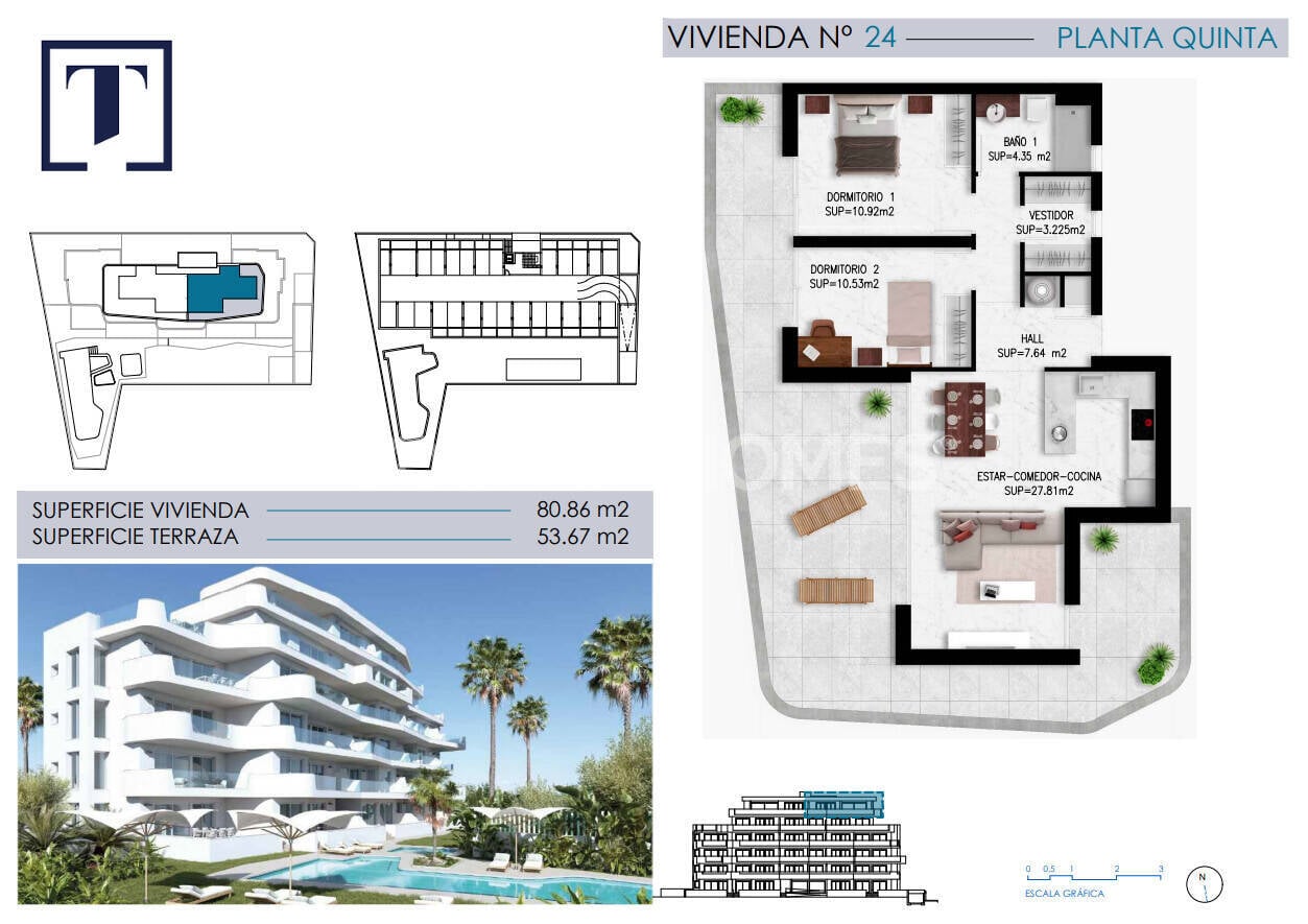 Apartament w Pilar de la Horadada, Alicante, Hiszpania 2 sypialnie, 70 mkw. nr 131147