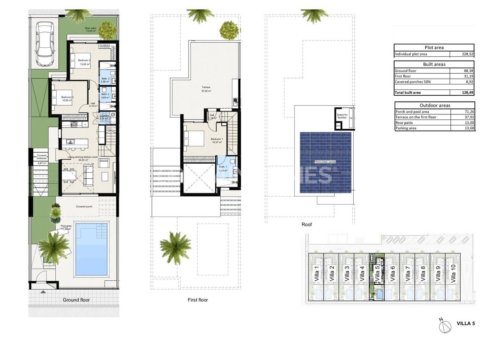 Villa i Cartagena, Murcia, Spanien 3 sovrum, 128 kvm. Nr. 121098