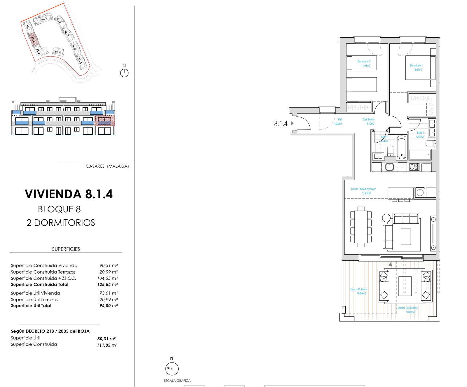Appartamento a Casares, Malaga, Spagna 3 camere da letto, 97 mq. N° 121065