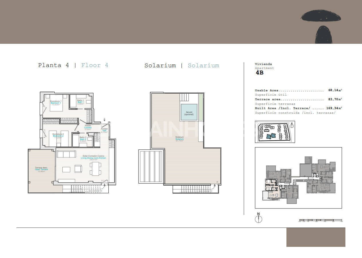 Kattohuoneisto Denia, Alicante, Espanja 2 makuuhuonetta, 66 m2 No. 121069