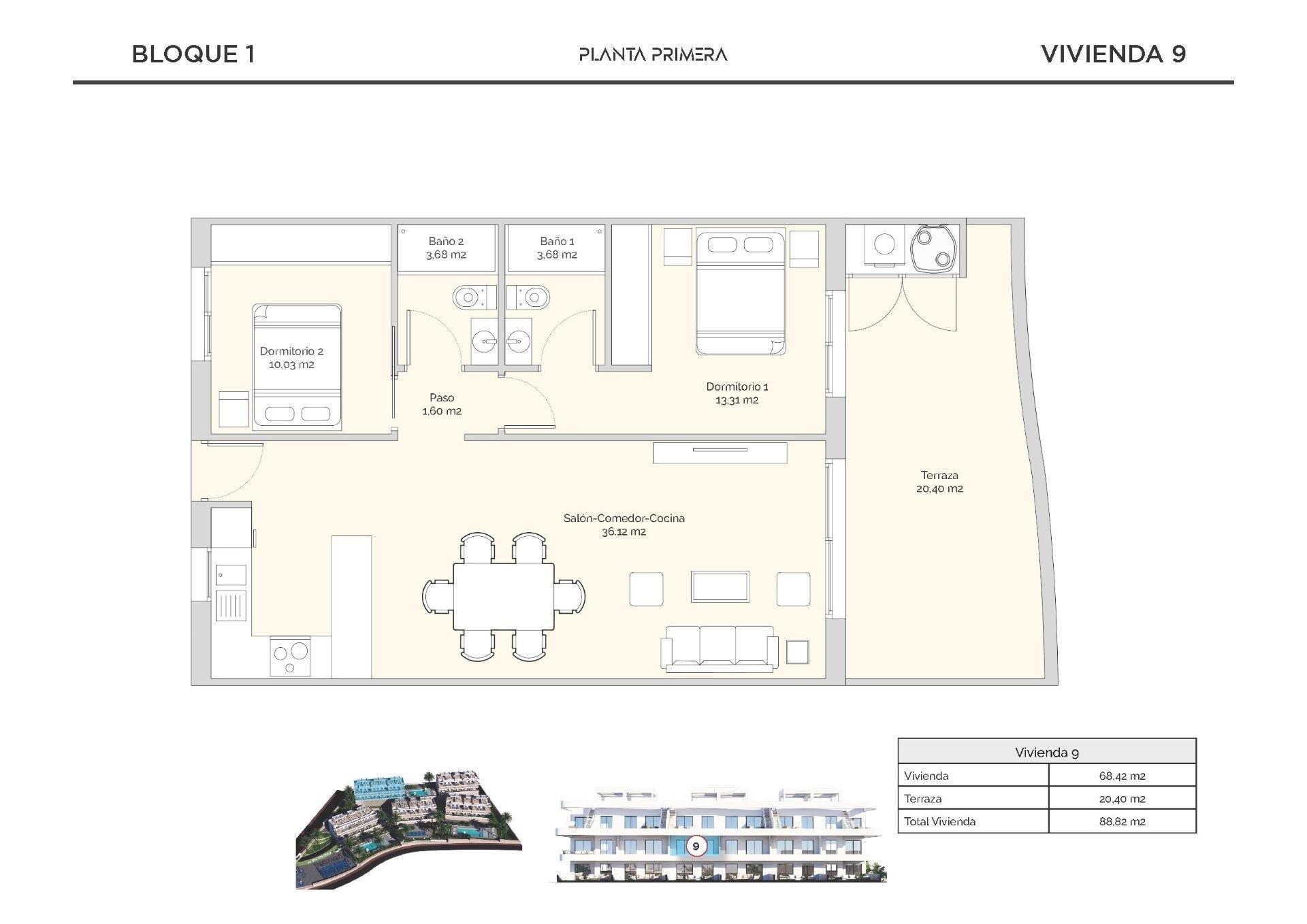 Apartment in Finestrat, Alicante, Spain 2 bedrooms, 68 sq.m. No. 131441
