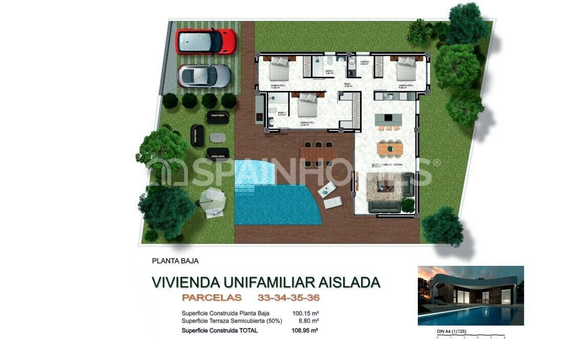 Villa a Los Montesinos, Alicante, Spagna 3 camere da letto, 108 mq. N° 132727