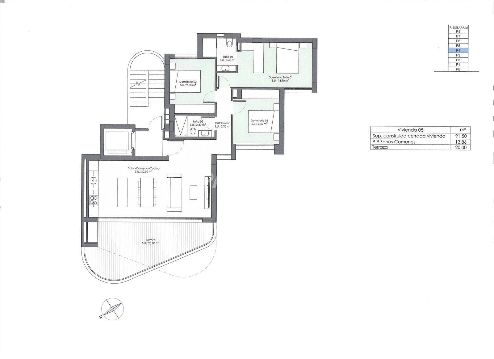 Penthäuser in Guardamar del Segura, Alicante, Spanien 3 Schlafzimmer, 91 m2 Nr. 122464
