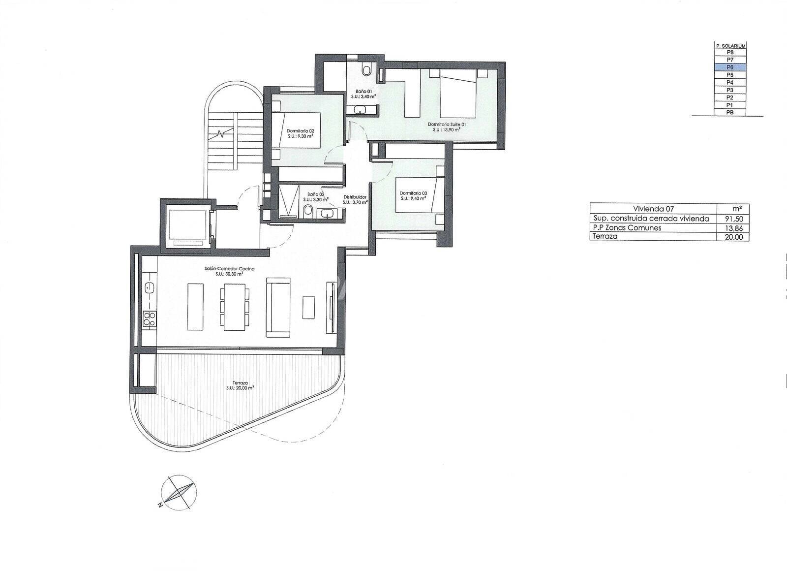 Penthäuser in Guardamar del Segura, Alicante, Spanien 3 Schlafzimmer, 91 m2 Nr. 122464