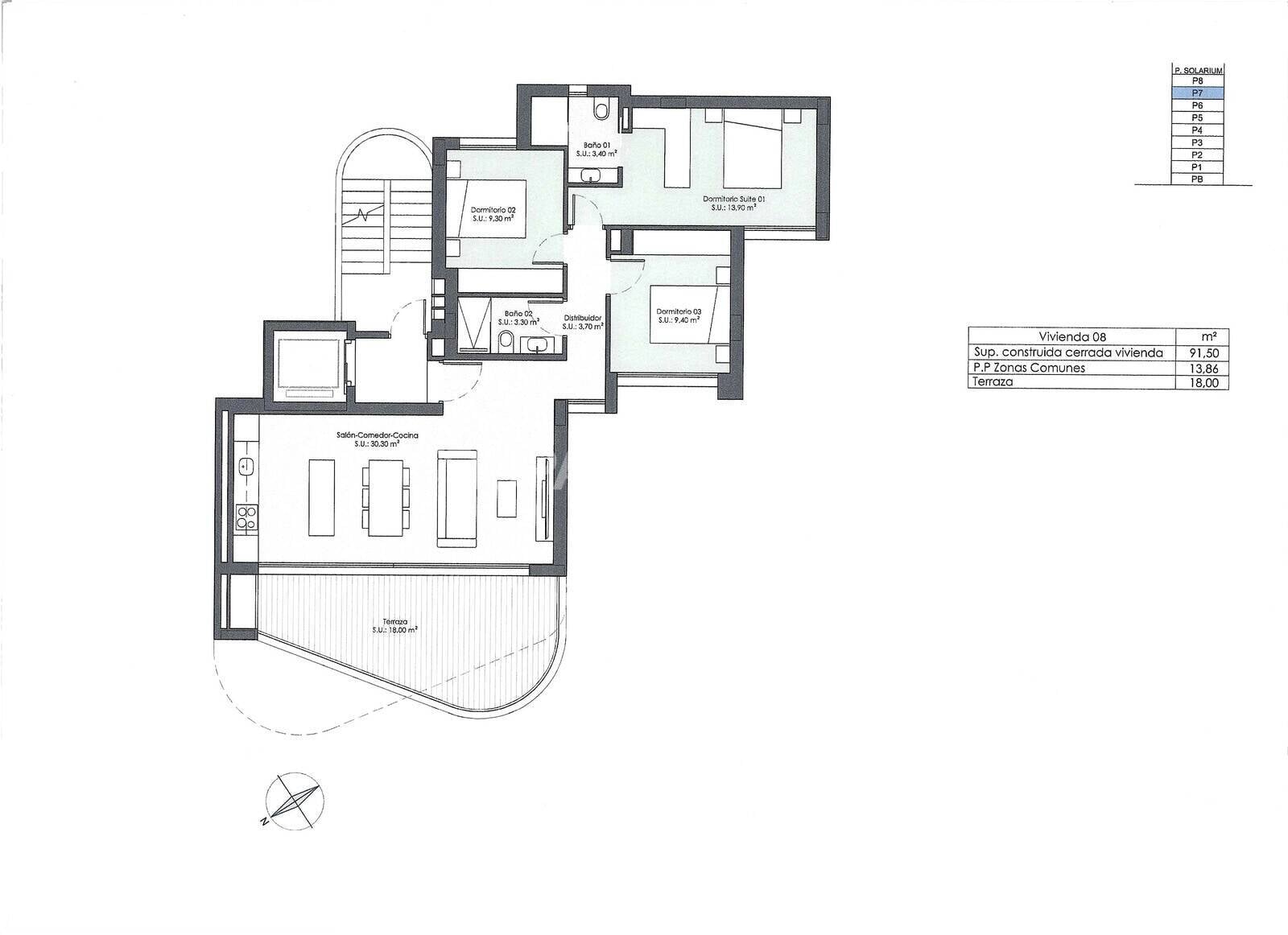 Penthäuser in Guardamar del Segura, Alicante, Spanien 3 Schlafzimmer, 91 m2 Nr. 122464