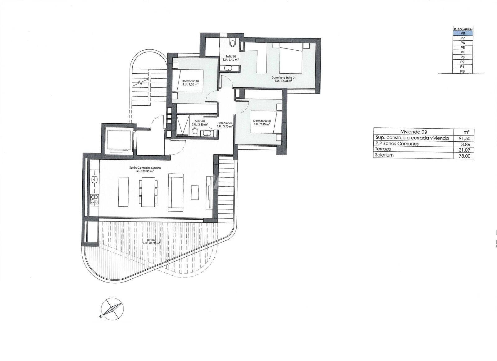 Penthäuser in Guardamar del Segura, Alicante, Spanien 3 Schlafzimmer, 91 m2 Nr. 122464