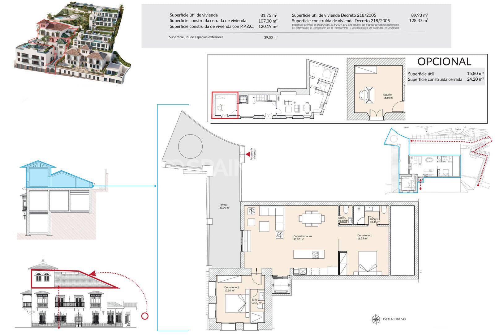 Penthauss Malaga, Spānijā 2 istabas, 107 m2 Nr. 121249